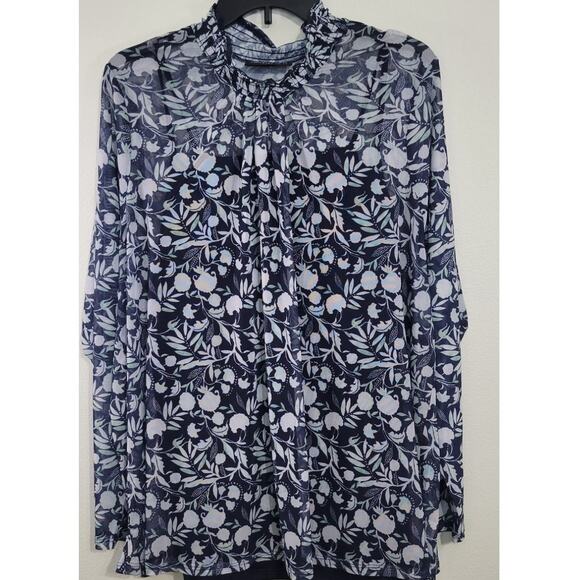 Lane Bryant Top Womens Size 18/20 Sheer Layered Shirt Casual Preppy Peasant Top - Picture 4 of 8